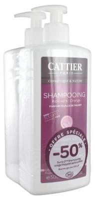 Cattier Aloe Vera Orange Organic Shampoo 2 X 500ml