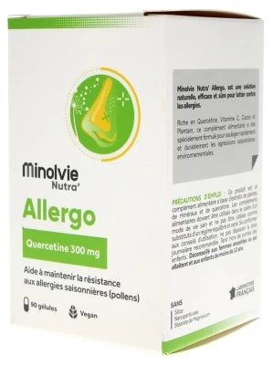 Minolvie Nutra ' Allergo 90 Vegetable Capsules 3 Minolvie Nutra ' Allergo 90 Vegetable Capsules