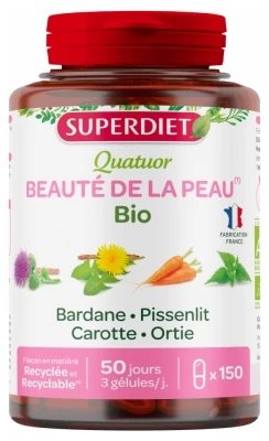 Superdiet Organic Quatuor Beauty Of The Skin 150 Capsules